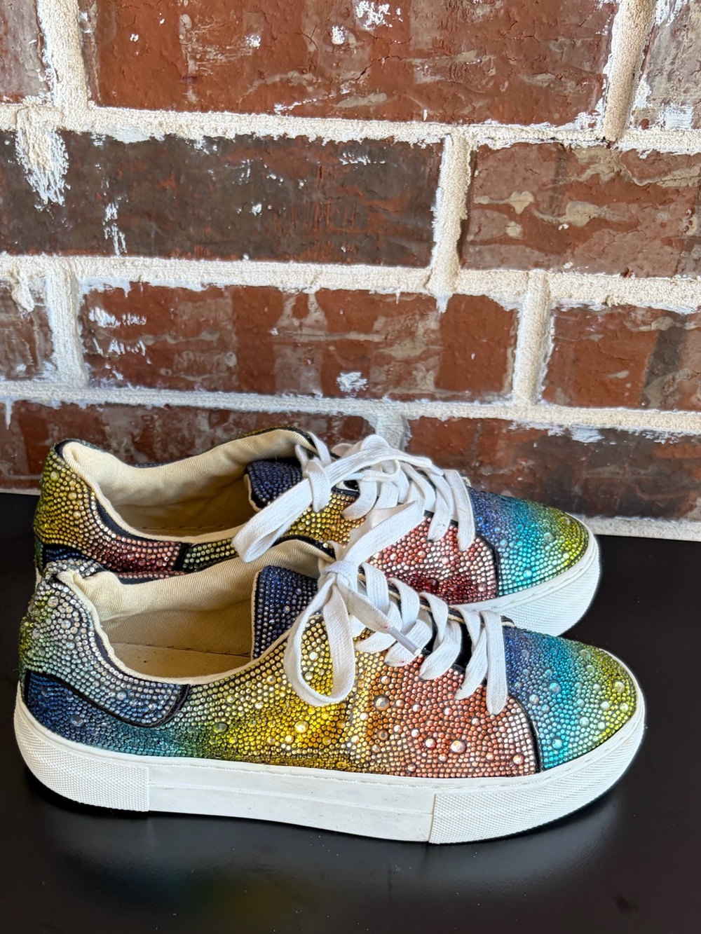 Betsey Johnson Sidny Rhinestone Sneakers Rainbow Size 8